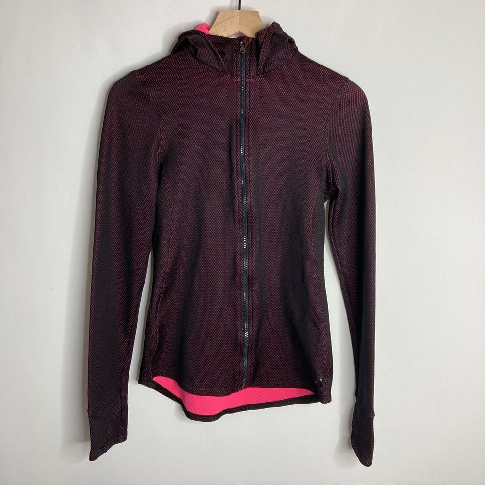 Under Armour Black and Pink Zip Up Hoodie Medium